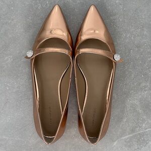 Ann Taylor Women's Metallic Rose Gold pointed toe flats